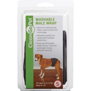 Guardian Gear Clean Go Pet Washable Male Wrap, Small, Black