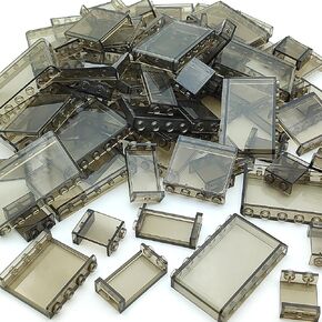 ZHX 72PCS Clear Transparent Window House Building Brick Toy Classic Flat Plates Pieces and Parts Block Compatible with Major Brands (White Mix)
