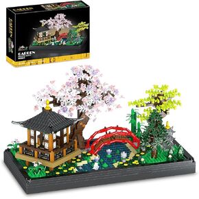 kanglejia Japanese Zen Gardens and Meditation Cherry Blossom Garden Pavilion Bridge Mini Building Blocks Set Bonsai Trees Building Set for Adults and Kids Toy Building Sets (2280 Pcs)