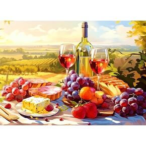 HUADADA Jigsaw Puzzles for Adults 1000 Pieces, Picnic with Poster Interlock Perfectly Letter on Back No Dust, Home Decor Birthday Party Gift Toy for Men Women Elders Seniors (27.5"x19.6")