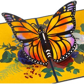 بطاقة Butterfly Propfly Ribbli Monarch - بطاقة Butterfly ثلاثية الأبعاد للنساء والزوجة والأم (بطاقة عيد ميلاد ، يوم الأم ، شكرًا لك ، الذكرى السنوية)