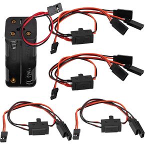 SHAREGOO 4 CELL AA Battery Container Case Box & Jr Style 3 Way 4 Way ON/OFF Switches استقبال متوافق مع TRAXXAS HSP Redcat Axial Tamiya 1/8 1/10 1/16 RC Car ، 5Pack