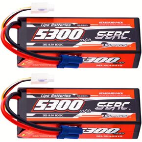 Sunpadow 3S Lipo Battery 11.1V 5300MAH 100C حالة صعبة قابلة لإعادة الشحن مع موصل EC5 لـ RC Truggy Car Truck Truck Hobby (Count)