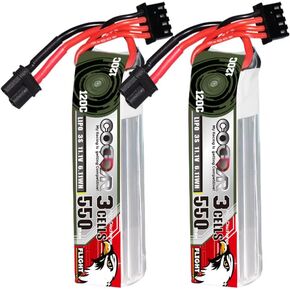2 Packs 3S 550mAh LiPo XT30 120C 11.1V LiPo Battery with XT30 for 1.6 to 2 inches Propeller Drone RC Racing Drone FPV Quads Quadcoper, CD3S550120