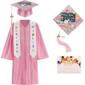 GRAJTCIN Kindergarten Preschool Graduation Cap and Gown with 2025 Tassel Graduation Stole and Certificate