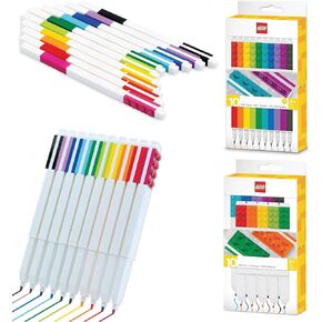 IQ LEGO Stationery 10 Pack Gel Pen and LEGO 10 Pack Marker Bundle