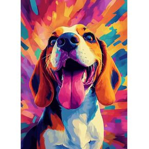 HEIBAGO Diamond Painting Kits for Adults, Dog Full Drill Diamond Art Kits for Beginners,Rainbow Round 5D DIY Diamond Dots Paintings, Diamonds Pictures Gem Art and Crafts Home Decor 12 * 16 inch
