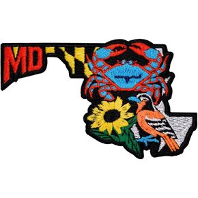 Proud Maryland Patch – 2.4 inches, Cool MD State Shaped Map Patch – Embroidered Maryland State Patches Iron On/Sew On for Jackets