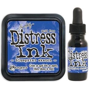 Tim Holtz Ranger Distress 2015 Color of the Month Ink Pad and Reinker Bundle - 2 Items (July - Blueprint Sketch)