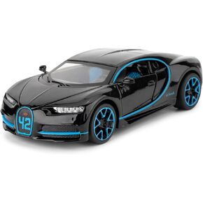 Bugatti Chiron 1/32 Scale Alloy Car مع Pret -Back و Sound & Bright Lights - للأطفال من 3 إلى 8 سنوات (أسود)