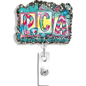 شارة بكرة قابلة للسحب مع مشبك مشبك معتمد سيدة Cat Sady Funny Acrylic Office اسم ملحقات شارة Sparkly للممرضة المعلم RN CNA MA LPN العامل الطبي للنساء رجل