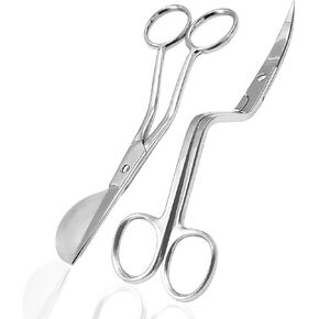 6 Inch Stainless Steel Applique Duckbill Scissors Blade With Offset Handle & 6 Inch Machine Embroidery Double Curved Scissors Bundle for Educational Use