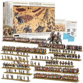 سلمت Wargames المعارك البرداء من الجيش قرطاجيني هانيبال برشلونة - مشاة قرطاجينية ، أفيال الحرب ، قواعد مع شخصية متعددة من الجنود ، النرد والشارات الكاملة للألوان من قبل Warlord Games