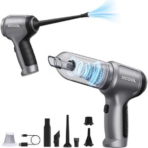 Hand Held Vacuum Cordless Cleaner & Air Duster with 8 Attachments, 3-Speed Adjustable Wireless Car Vacuum Cleaner Strong Suction 16000Pa, Ultra-Light 1 lb Portable Vacuum for Quick Cleanups