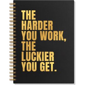 The Harder You Work The Luckier You Get Blank 80 Sheets 160 Pages Spiral Notebook, Funny Office Gifts for Coworker, Inspirational Gifts for Colleague, Cheer Up Gifts for Staff Employee