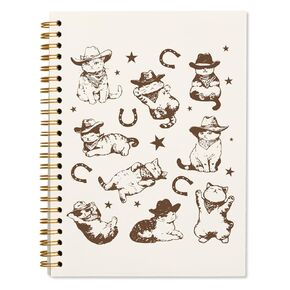 Wxhum Western Cat Spiral Notebook Journal ، Cat Mom Lovers Owners For Women ، Vintage Western Cowboy Kittens Notebooks Notebooks Journals for Work School Note ، 5.5 × 8.3