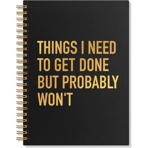 Things I Need to Get Done But Probably Won't 80 Sheets 160 Pages Funny Sarcastic Spiral Notebook, Office Gifts for Coworkers, Employee Appreciation Gifts, Coworker Gifts for Men Women