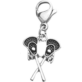 Sportybella lacrosse مقطع على السحر ، سحب السوستة ، محفظة/حبل/سحر/سوار/سوار ، سحر lacrosse لمجوهرات DIY صنع الهدايا للاعبين لاكروس