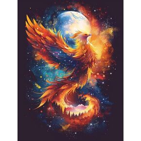 Kaliosy 5D Diamond Art Kits for Adults Phoenix on Fire by Number Kits, Diamond Painting Art Animal DIY Full Drill Crystal Craft Cross Stitch Embroidery Decoration (12x16 inch) 30x40 cm