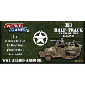 قامت Wargames بتسليم Victrix 1/144 M3 مجموعة نصف المسار-6 نماذج مفصلة 12 مم الحرب العالمية الثانية مع الولايات المتحدة والطاقم البريطاني ، وتشمل Winch & Roller Hull-شارات-مثالية لأعمال الترباس و Wargaming