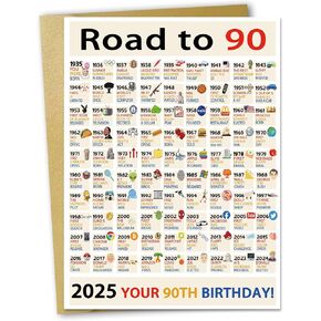 Ojsensai خمر 90 ديكورات عيد ميلاد الهدايا للنساء رجال ، عملاق 90 سنة BDAY لأمي جد الجد ، الطريق إلى بطاقة 1935