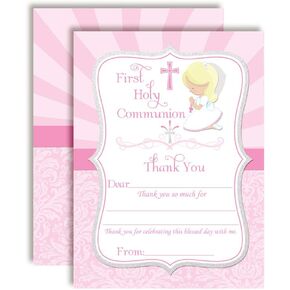 أول شركة Holy Compleion شكر دينيك ملاحظات للبنات (الجلد الفاتح ، الشعر البني) ، عشرة 4 "× 5.5" تملأ البطاقات الفارغة مع 10 أظرف بيضاء عن طريق Amandacreation