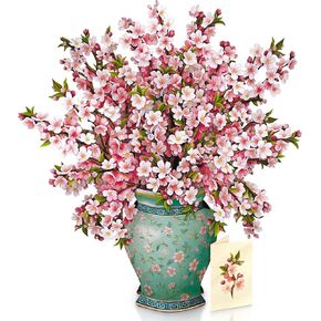 Freshcut Paper Pop Up Cards, Grande Japanese Cherry Blossoms, 18 Inch Life Sized Forever Flower Bouquet 3D Popup Greeting Card, Birthday Cards, Thank You Card, Blank Notecard & Envelope