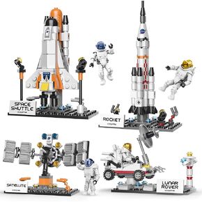 Space Exploration Shuttle Toys for 6 7 8 9 10 11 12 Year Old Kids, Girls, Boys, 12-in-1 STEM Projects Rocket Building Toy Kit with 3 Astronauts, Airplane Rocket Set, Gift idea for Ages 6 +, 885 Pcs