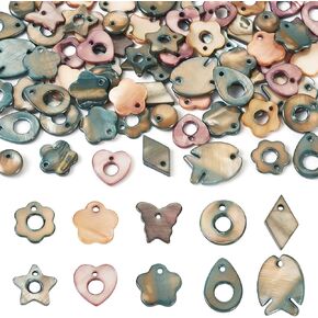 70 Pcs Natural Freshwater Shell Charms Flower Star Heart Bead Charm Beach Summer Pendants Bulk for DIY Women Bracelets Pendants Necklaces Jewelry Making Accessory