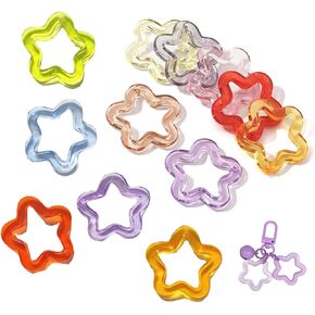 Mollensiuer 100pcs acrylic hollow star charms قلادة سحر النجوم 30 مم سحر السحر الحرف مع حفرة لأقراط DIY قلادة المجوهرات صنع المجوهرات ، لون عشوائي