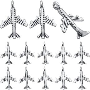 100 Pieces Antique Silver Aircraft Plane Pendant Charms Alloy Airplane Dangle Charms Craft Supplies for DIY Necklace Bracelet Jewelry Making Findings