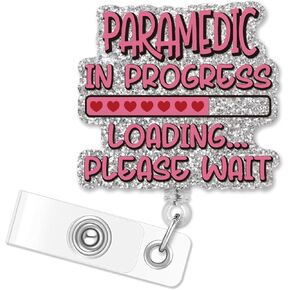 ERHACHAIJIA Nurse Practitioner in Progress Loading Retractable Glitter Badge Reel, Funny ID Card Badge Holder Gifts for Nurses Practitioner NP RN EN NICU Nurse, Medical Student Graduation Gifts