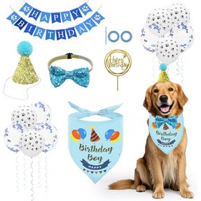 Enmaipet Dog Birthday Bandana Set,Dog Birthday Party Supplies,Dog Birthday Hat Boy Girl Bow Tie for Large Medium Small Dogs Pet (Pink)