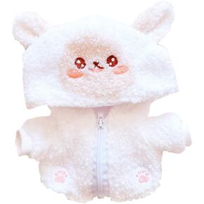 niannyyhouse 20cm Plushie Doll Clothes White Sheep Jacket Hoodie 8in Doll Accessories (White)