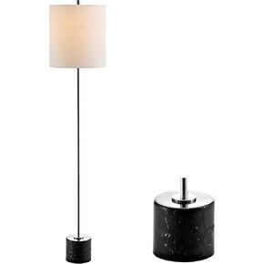 Jonathan y jyl2062a Levitt 60.5 "Marble/Metal LED LED LAMP معاصر ، انتقالي لغرف النوم ، غرفة المعيشة ، المكتب ، القراءة ، الأسود/الكروم