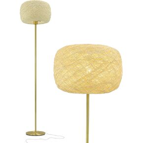 Brightech Rowan Elegant Floor Lamp – Modern Unique Thread Shade Matches Boho, and Mid-Century Décor – Free Standing LED Light for Living Rooms and Bedrooms – Tall Indoor Lamp Gets Compliments - Brass