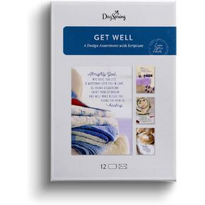 DaySpring - Get Well Cozy Crafts - 4 Design Assortment with Scripture - 12 Get Well Boxeds Cards & Envelopes (U1613)