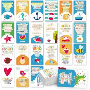 60 PCS Mini Eventivity Cards Cards Cards Prayer Cards 2 "x3.5" مع آيات الكتاب المقدس المتنوعة مثالية لدراسات الكتاب المقدس للأطفال ، عبادي يوميًا للأطفال ، هدية مسيحية ملهمة للأطفال (DLM056)