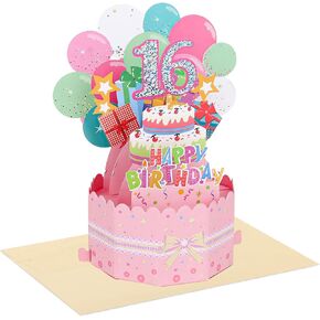 CIEHER 21st Birthday Pop Up Card for Girls, Happy 21st, Unique Gift Card, Pink Decorations