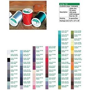 Clover 701 Silk Thread 50 Weight 109yds Flesh (6 Pack)