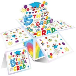 Aisosiks Pop Up Graduation Card for 5TH Grade Graduation Decorations 2025, 5TH Grade Handmade 3D Greeting Gift Card with Envelope