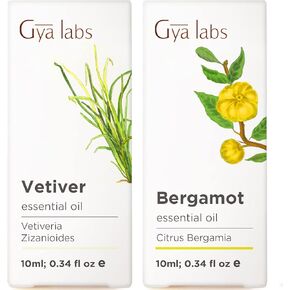زيت Vetiver الأساسي لزيت الجلد والبرغموت لمجموعة الشعر - 100 ٪ العطرية الطبيعية درجة الزيوت الأساسية - 2x10ml - GYA Labs