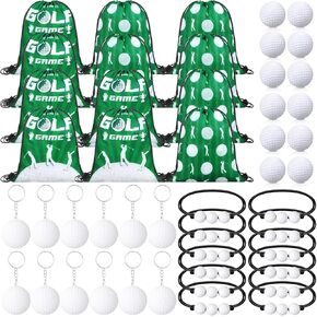 Poen 48 PCS Golf Party Party Favors مجموعة لوازم الجولف تحت عنوان 12 حقيبة تحمل على الظهر 12 MINI PVC BALL 12 KEYCHAIN ​​12 WAX THREAL BRACELETS HOPTS FOR TEAM for Team