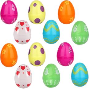 Easter Eggs Small Printed Plastic 6 Assorted Colors 12 Pack Patterned Easter Egg for Party Hunt Basket Stuffers Fillers Classroom Prize Supplies