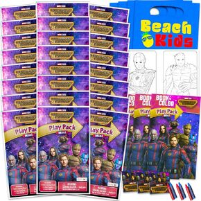 Marvel Guardians of the Galaxy Mini Party Favors مجموعة للأطفال - حزمة مع 24 حراس صغير من Galaxy Grab N Go Play مع صفحات التلوين والملصقات والمزيد (لوازم حفلة عيد الميلاد)