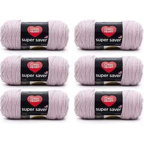 Red Heart Super Saver Pale Plum Yarn - 6 Pack of 7oz/198g - Acrylic - 4 Medium (Worsted) - 364 Yards - Knitting/Crochet