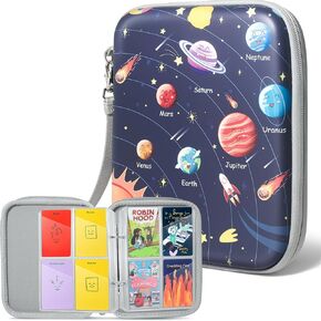 حامل البطاقات لبطاقات Yoto ، Card Case 96 Pockets with Carry Strap و Player و Mini Audiobook Cards Binder مع Zipper (Planet)