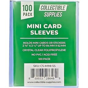 Mini Card Soft Sleeves for Mini Cards or Stickers 2 3/8" x 3 1/4" - 100 Pack
