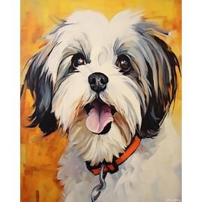 Vnuiehg Pet Dog Pharned Doard Painting ، Shih Tzu ، الطلاء بأرقام على قماش ، مجموعات الطلاء تشمل فرشاة الطلاء والأصباغ ، 40x50 سم ، بدون إطار