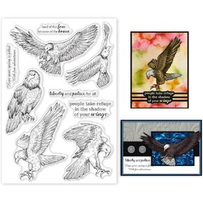 GLOBLELAND Eagle Clear Stamps Animal Bird Motivational Words Silicone Clear Stamp Seals for Cards Making DIY Scrapbooking Photo Journal Album Decoration